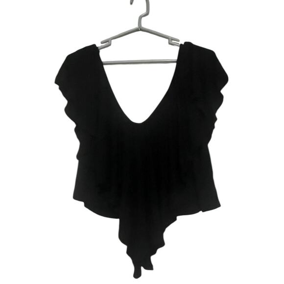 Y2K Toto Collection Black Crop Top Womens 3X Plus Size Cropped Asymmetrical - Picture 1 of 7